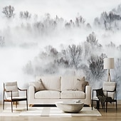 זול טפט-טפטים מגניבים טבע טפט קיר ציור קיר שחור ולבן קילוף ודבק נשלף pvc/ויניל חומר הדבקה עצמית/דבק חובה ציור קיר עיצוב קיר לחדר שינה בסלון