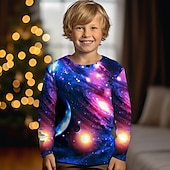 voordelige Jongens 3D Visie &amp; Geometrie-Jongens 3D Grafisch Heelal Ruimte T-shirt Lange mouw 3D-afdrukken Zomer Lente Herfst Sport Modieus Streetwear Kinderen 3-12 jaar Buiten Casual Dagelijks Normale pasvorm