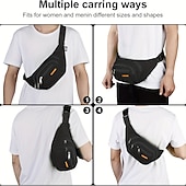 billiga Sportväskor-unisex svart vattentät midjeväska - fannypack med flera fickor med justerbar rem, slitstark bältesväska för resor, sport, vandring och utomhusaktiviteter