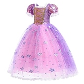 ieftine Costume pentru fete-Prințesă Rapunzel Rochii Manta Rochie de fete cu flori Cosplay Partidul costumelor for Fete Pentru copii Zuia Copiilor Mascaradă Nuntă Invitat la nunta