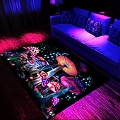 preiswerte Blacklight Teppiche-Fantasy-Pilz-Schwarzlicht-Teppich, Bodenmatte, UV-reaktiver, im Dunkeln leuchtender Teppich, großer rutschfester Teppich für Raumdekoration