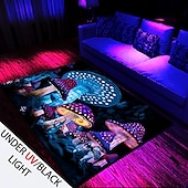 preiswerte Blacklight Teppiche-Fantasy-Pilz-Schwarzlicht-Teppich, Bodenmatte, UV-reaktiver, im Dunkeln leuchtender Teppich, großer rutschfester Teppich für Raumdekoration