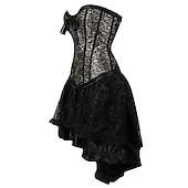 tanie Gotyk-Seksowny Retro / vintage Rokoko Krótki Mini Sukienka Gorset na biust gorset Żakard Koronka Z odsłoniętymi ramionami Strój na bal maskowy Damskie Halloween Karnawał Bal maskowy Studniówka Impreza
