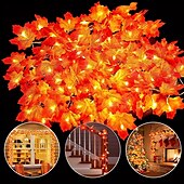 abordables Alimentación por batería-Guirnalda de hojas de arce LED de 3 metros con 20 luces, alimentada por batería, para fiestas, otoño, escaleras, barandilla, luz decorativa