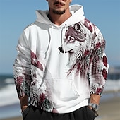 economico Felpe con cappuccio da uomo-Per uomo Lupo Stampe astratte Felpa con cappuccio Felpe Felpa Maglione Manica lunga Felpa con cappuccio Con cappuccio Giornaliero Stampa 3D Per eventi Per uscire Abbigliamento di strada Blu Verde