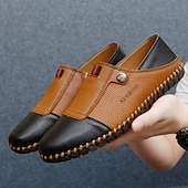 cheap Men&#039;s Slip-ons &amp; Loafers-Men&#039;s Casual Leather Loafers – Slip-On Two-Tone Driving Shoes with Non-Slip Sole for Daily Wear