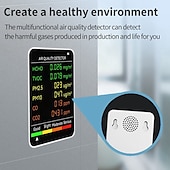 billiga luftfuktare-6-i-1 luftkvalitetsmonitor co2 multifunktionell koldioxidnivåkontroll inomhus co2 larmmätare för hemmakontor bil gym vit