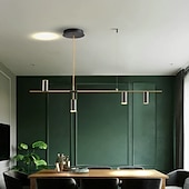 economico Luci a sospensione-luci isola cucina lampada a sospensione moderna lampada a sospensione lineare industriale moderna a 5 teste per soggiorno, isola cucina, finitura oro e paralume nero, lampadina inclusa 110-240v
