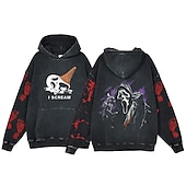 levne Mikiny s kapucí-předvečer Všech svatých Výkřik Ghostface Kostlivec Kapuce Nadměrně velké tričko prané kyselinou Tisk Přední kapsa Grafika Pro Pro páry Pánské Dámské Dospělé Plesová maškaráda Horká ražba Běžné / Denní