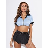 abordables Déguisements pour femmes-Uniformes Costumes de carrière Femme policière Costume de Cosplay Adulte Femme Tenue Cosplay Déguisement Sexy Mascarade Fête de fille célibataire Mascarade mardi Gras Costume de carnaval facile