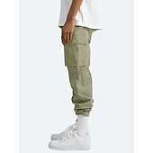 economico Pantaloni cargo-Per uomo Pantaloni cargo Coulisse sulle gambe Tinta unica Ripstop Traspirante Fine settimana Abbigliamento di strada Classico Informale Nero Giallo