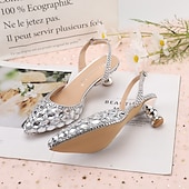olcso Félig formális-Női Esküvői cipők Szandálok Extra méret Csillogó cipő Menyasszonyi cipők Csat Fantasy sarok Slingback sarok Erősített lábujj Klasszikus Műbőr Fém csat Ezüst Rózsaszín Világosbarna