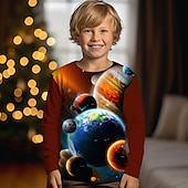 voordelige Jongens 3D Visie &amp; Geometrie-Jongens 3D Grafisch Heelal Ruimte T-shirt Lange mouw 3D-afdrukken Zomer Lente Herfst Sport Modieus Streetwear Kinderen 3-12 jaar Buiten Casual Dagelijks Normale pasvorm