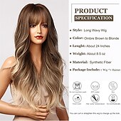 economico Parrucche trendy sintetiche-parrucche bionde ombre marroni 24 parrucche sintetiche lunghe con parrucche per capelli permanenti termiche naturali ad alta densità per le donne