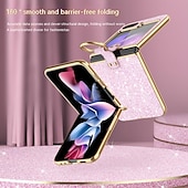 Χαμηλού Κόστους Samsung Θήκη-τηλέφωνο tok Για Samsung Galaxy Z Flip 6 Z Flip 5 Z Flip 4 Z Flip 3 Πίσω Κάλυμμα Φορητά Αντικραδασμική Κορνίζα Επιμεταλλωμένη Ουρανός Λάμψη γκλίτερ TPU PC Μεταλλικό
