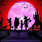 billige halloween veggtepper-halloween dekorasjoner bakgrunnsbelysning billedvev jack o lanterne uv reaktiv hengende fluorescerende hjemmedekorasjon bakgrunn stoff kunst hjem soverom stue