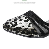 Недорогие Обувь для бальных и современных танцев-Женские танцевальные туфли с леопардовым принтом и сетчатыми ремешками – резиновая подошва, удобные и стильные для бальных и латиноамериканских танцев