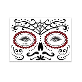 levne Halloween samolepky-Halloweenské samolepky na tetování obličeje ke Dni mrtvých, dočasné tetování lebky s cukrem na obličej pro make-up ke Dni mrtvých, vtipná strašidelná dekorace obličeje na párty.