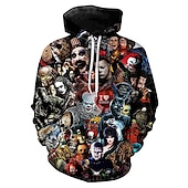 cheap Cartoon &amp; Movie Character Graphic-Halloween Zombie Hoodie Print 3D Front Pocket Graphic For Couple&#039;s Men&#039;s Women&#039;s Adults&#039; Halloween Carnival Masquerade 3D Print Vacation Halloween