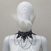 levne Příslušenství a další-Retro Punk a gotika Náhrdelník Péřový límec Čerodějnice Zlý Dámské Fantazie Steampunk Valpuržina noc Plesová maškaráda Večírek Dospělé Šály