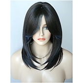 お買い得  トレンドの合成ウィッグ-ミディアムレングス ワインレッド レイヤードウィッグ ハイライトウィッグ 前髪付きレイヤードウィッグ 白人女性用合成ウィッグ ハイライト