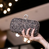 cheap Clutches &amp; Evening Bags-Women&#039;s Clutch Evening Bag Wristlet Clutch Bags PU Leather Party Bridal Shower Holiday Rhinestone Large Capacity Lightweight Durable Solid Color Small white Small black Small blue