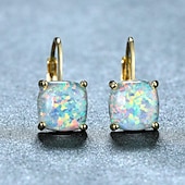tanie Kolczyki-Damskie Kolczyki Klasyczny Cenny Moda Nowoczesne Kolczyki Biżuteria Złoty Kwadratowy Biały Opal / Złoty kwadratowy czerwony i zielony opal / Złoty Kwadratowy Niebieski Opal Na Impreza Święta 1 para
