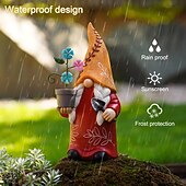 economico Luci paesaggistiche-Luce Solare Da Giardino Gnomi Statua Resina Cortile Luce Esterna Impermeabile Decor Passerella Cortile Resina Artigianato Patio Balcone Decorazione