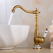 cheap Rotatable-Vintage Kitchen Faucet Sink Mixer Taps, Single Handle Vessel Tap with Cold and Hot Hose