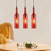 economico Luci Isola cucina-lampada a sospensione a led per bottiglia di vetro, lampada a sospensione in vetro per bottiglia di birra, lampada a sospensione vintage per bar, lampada a sospensione retrò industriale per bar,