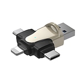 cheap Computer &amp; Office-4 in 1 TF Memory Card Reader OTG Adapter for Lightning/Mirco USB/Type-C USB OTG Micro SD Card Reader for iPhone Andriod Xiaomi