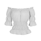 cheap Tops-Pirate Lady Elegant Victorian Medieval Renaissance Summer Blouse / Shirt Tank Top Women&#039;s Girls&#039; Off Shoulder Costume Vintage Cosplay Party / Evening Dailywear Carnival Half Sleeve Top Carnival