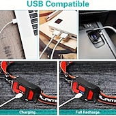 رخيصةأون مشاعل تكتيكية-1 قطعة 1000 لومن USB كشافات LED قابلة لإعادة الشحن مع ضوء خلفي أحمر للأنشطة الخارجية - خفيفة الوزن مقاومة للماء ومثالية للتخييم والجري والمشي لمسافات طويلة