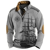 economico Felpe 3D da uomo-Per uomo Navy Felpe Felpa Felpa con zip Maglione Manica lunga Felpa Chiusura lampo quarto Giornaliero Classico Informale Stampa 3D Per eventi Per uscire Abbigliamento di strada Stampa Primavera