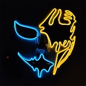 cheap Novelties-Neon Light LED Mask LED Halloween Scary Mask Cosplay Party Masque Masquerade Masks Halloween Costume Carnival Glow Party Props