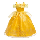 cheap Girls&#039; Costumes-Sleeping Beauty Beauty and the Beast Princess Belle Dress Cloak Flower Girl Dress Cosplay Costume Party Movie Cosplay for Girls&#039; Kid&#039;s Children&#039;s Day Masquerade Wedding Wedding Guest