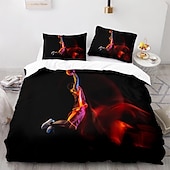 cheap Duvet Cover Sets-3Pcs/2Pcs Basketball Print Duvet Cover Set Bedding Sets Comforter Cover with Soft Lightweight Microfiber
