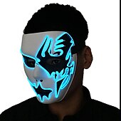 cheap Novelties-Neon Light LED Mask LED Halloween Scary Mask Cosplay Party Masque Masquerade Masks Halloween Costume Carnival Glow Party Props