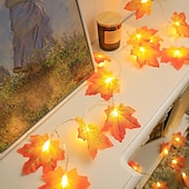 cheap USB String Lights-Red Maple Leaf USB String Lights Halloween Thanksgiving and Fall Decorations for Home Party and  Autumn Atmosphere Decoration