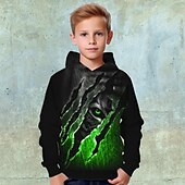 billiga Pojkens 3D-djur-Pojkar 3D Djur Tiger Huvtröja Pullover Långärmad 3D-tryck Höst Vinter Mode Streetwear Häftig Barn 3-12 år Utomhus Ledigt Dagligen Normal