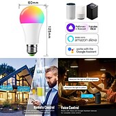 お買い得  家庭用器具-15 ワット wifi スマート電球 e27 LED rgb ランプ alexa/google ホームで動作 85-265v rgbwhite 調光可能なタイマー機能カラー電球