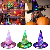 billiga Nyheter-1 st halloween led häxhatt glödande häxhatt halloween kostym rekvisita utomhus träd hängande prydnadsföremål