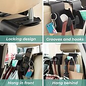 お買い得  車内収納-3-in-1 車用フック: 携帯電話、ヘッドレスト、その他のものをすべて 1 つのホルダーに掛けられます。