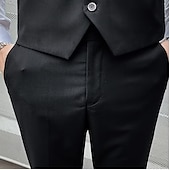 cheap Formal Suits-Men&#039;s Wedding Suits Homecoming Suits Black Yellow Business Formal Solid Colored Standard Fit 3 Piece Single Breasted One-button