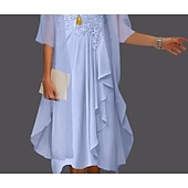 abordables Avec veste-Robe à deux pièces A-ligne pour la mère de la mariée à la plage invitée de mariage élégant col arrondi longueur genou chiffon dentelle sans manches vestes avec plis et appliqués 2025 taille