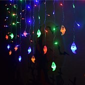 cheap Halloween Outdoor-Halloween Decorations 3.5M 96Led LED Icicle Curtain String Lights, 3D Pumpkin Ghost Lantern for Home Party Holiday Lights EU US AU UK Plug
