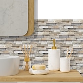 economico Adesivi murali-12 pz piastrelle di pietra artificiale wall sticker 3d carta da parati in vinile autoadesivo floreale home decor per cucina bagno 15*30 cm
