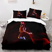 cheap Duvet Cover Sets-3Pcs/2Pcs Basketball Print Duvet Cover Set Bedding Sets Comforter Cover with Soft Lightweight Microfiber