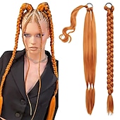 お買い得  ポニーテール-長い編組ポニーテール エクステンション ヘア ストレート ラップ アラウンド ポニーテール ヘアエクステンション ヘアゴム付き ソフト 健康 人工毛 ピース 女性 女の子 日常用