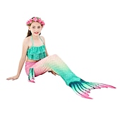 olcso Lányok jelmezei-Sellő Ariel Mermaid Tails Fürdőruha Bikini Hableány Szabadság for Lány Gyermek Álarcos mulatság